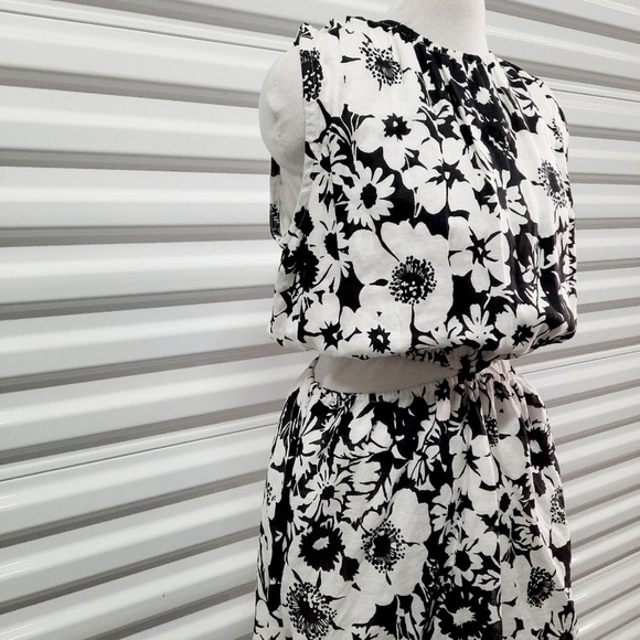 Faithful The Brand La Pineta Dress Women 12 White Black 100% Linen Short Cut Out - Picture 6 of 12